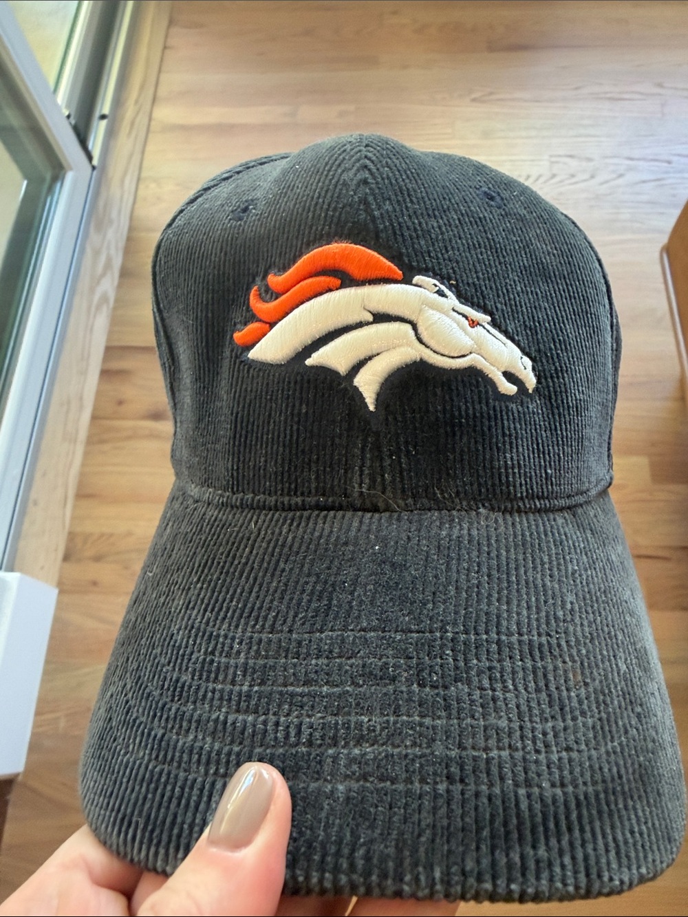 Reebok Denver Broncos NFL Corduroy Fitted Hat Charcoal Size 7 3/4